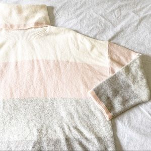 SPLENDID Stripe Turtleneck Sweater Pink Gray Cream NEW NWT